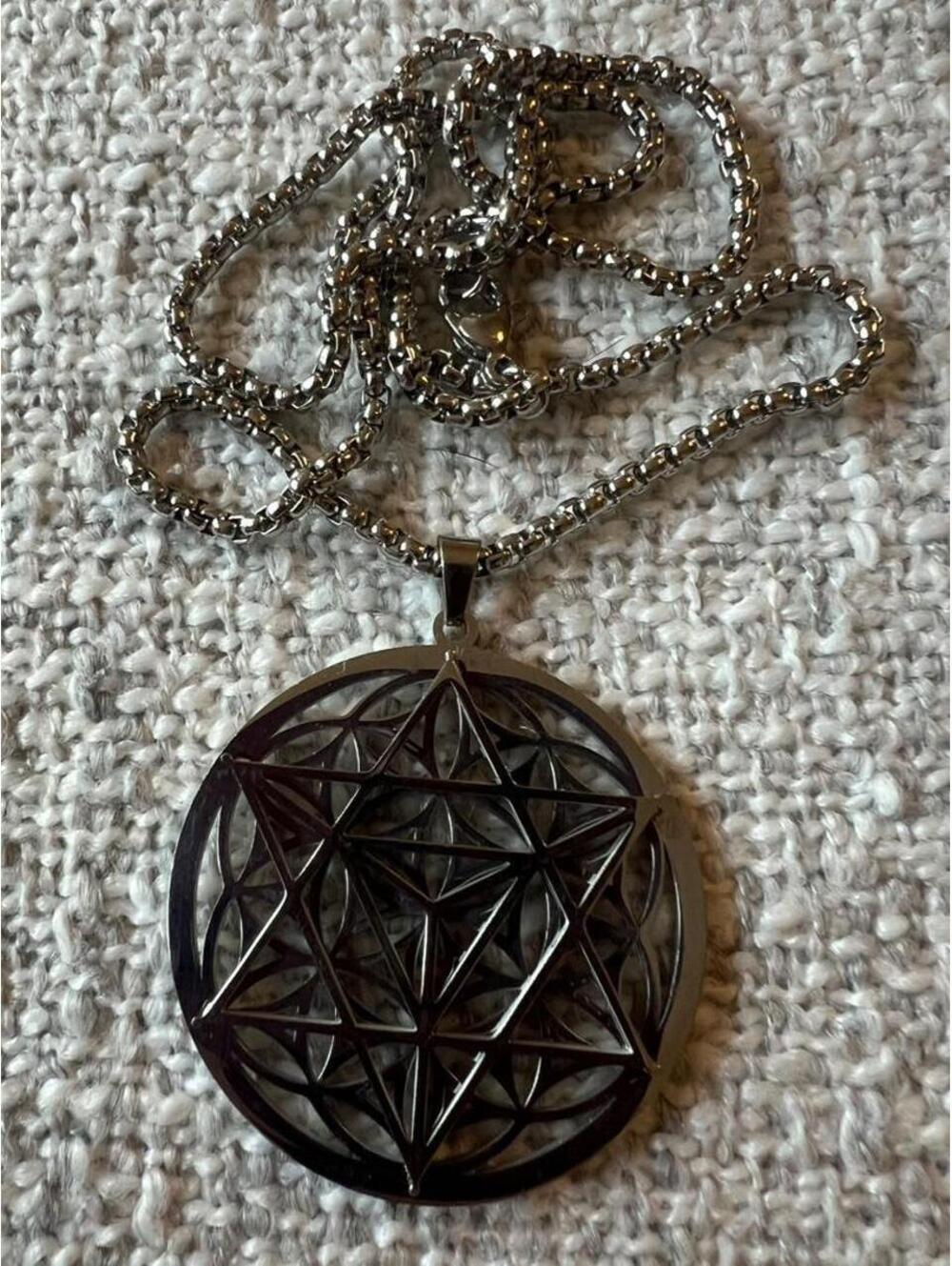 Merkabah on Flower of Life Pendant Necklace